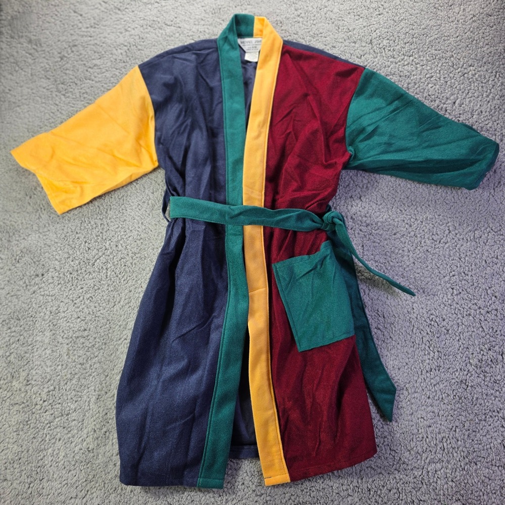 Michael James Vintage Kids Colorblock Robe Navy Green Red Yellow Size 8/10 USA